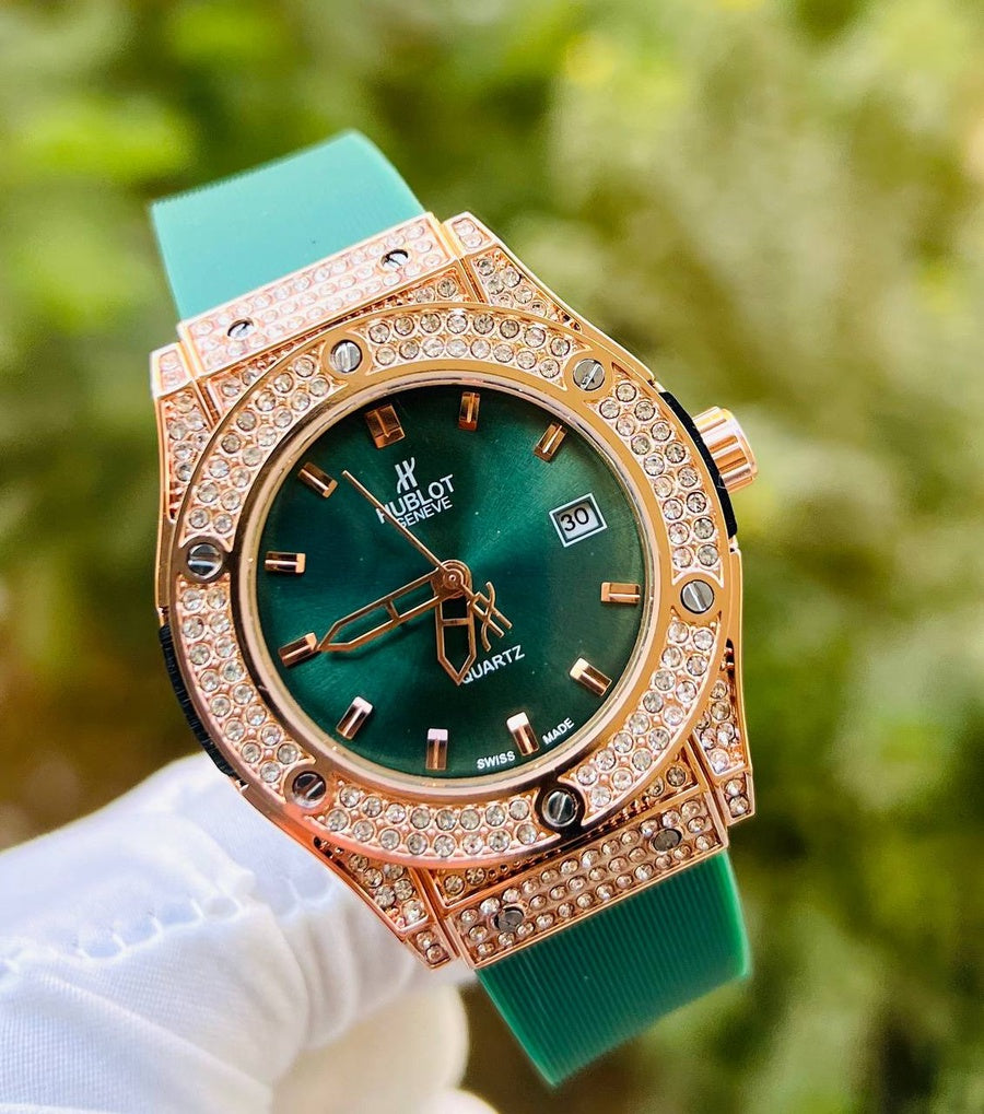 ساعة هوبلت-Hublot فيرست هاي كوبي اخضر(جولد)
