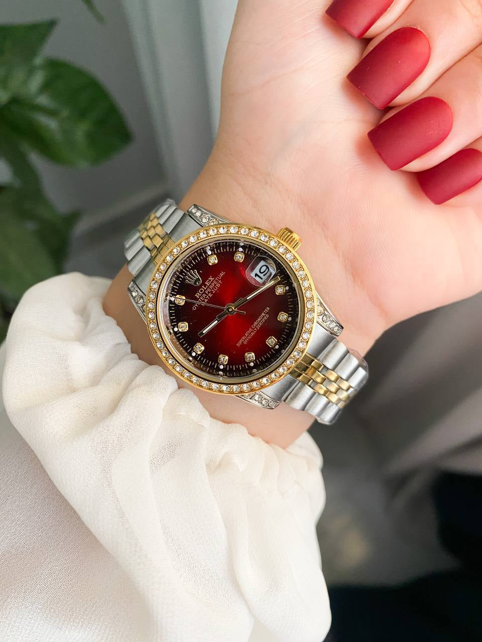 ساعة رولكس-Rolex مطعم (مينا احمر)فصوص